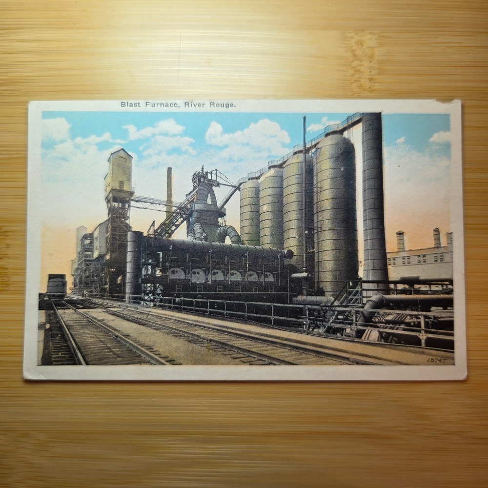 Blast Furnace River Rouge Ford Motor Company Dearborn Michigan Vintage Postcard